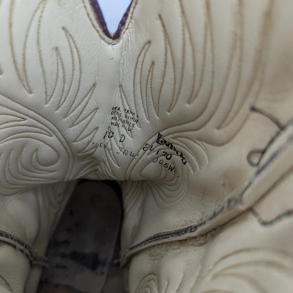 Laredo Vintage Mens 10 D Leather Western Cowboy Boots  Pointed Toe Embroidered - Picture 15 of 16